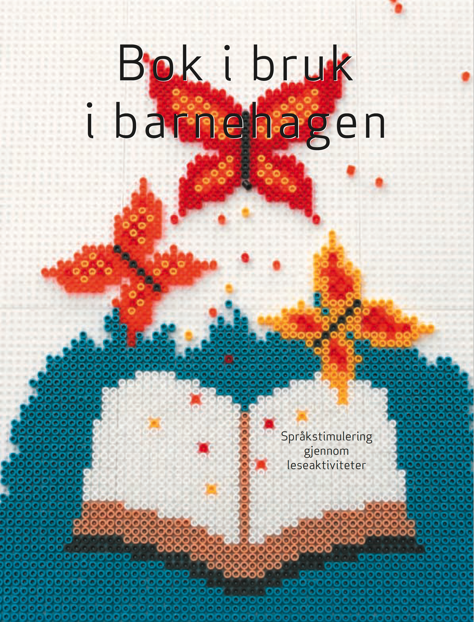 Bokomslag: Illustrasjon der plastperler danner åpen bok det kommer sommerfugler ut av