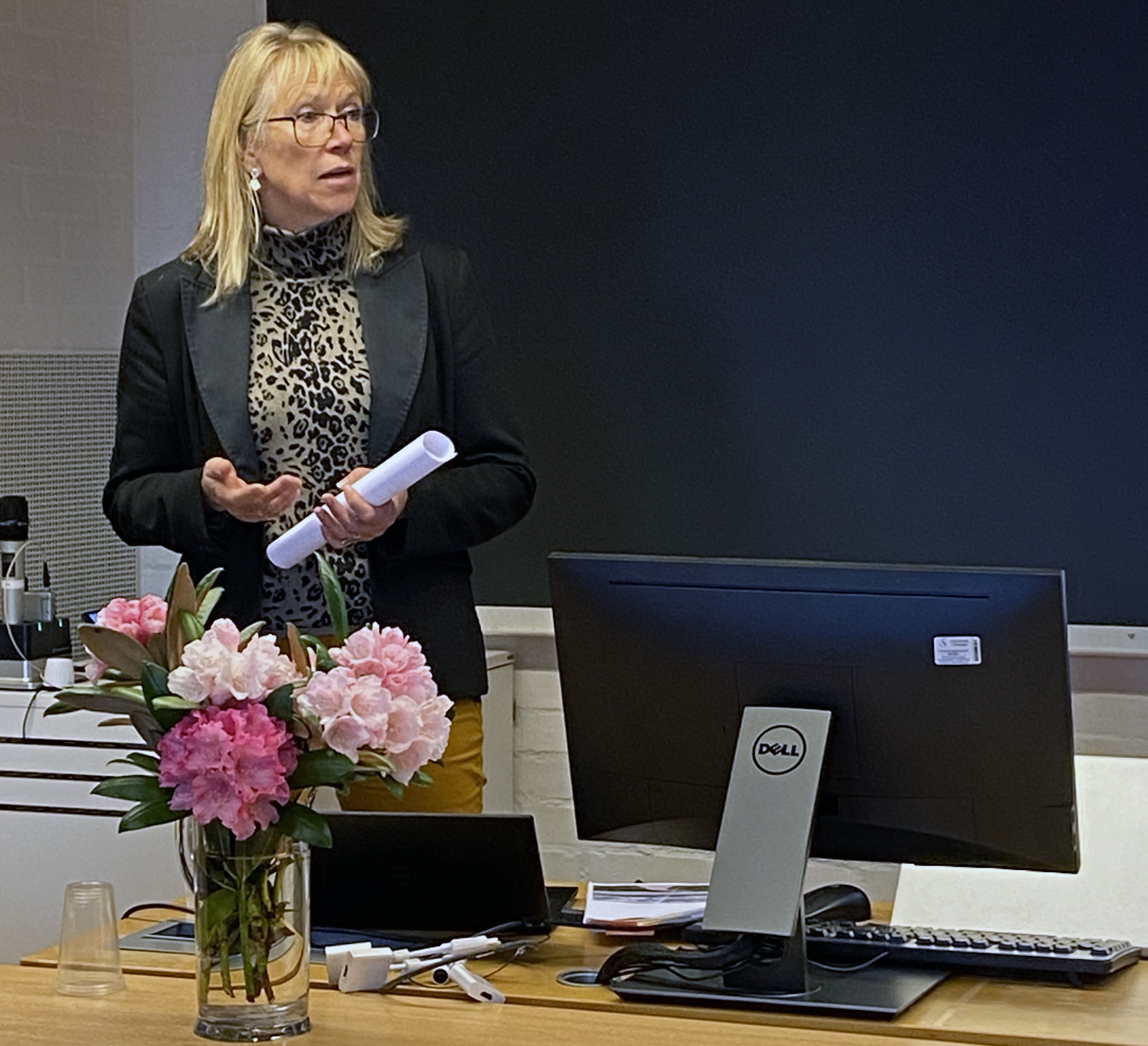 Woman giving a presentation.