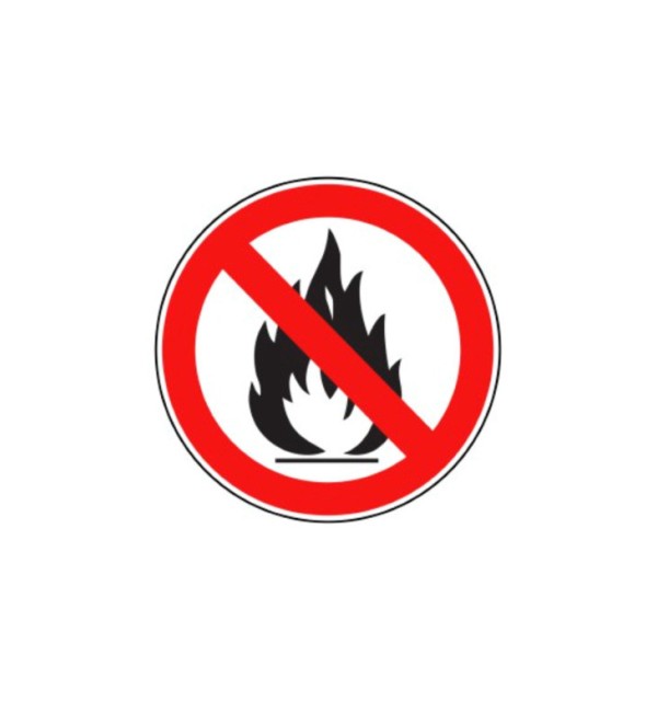 Skilt som viser "flamme forbudt"