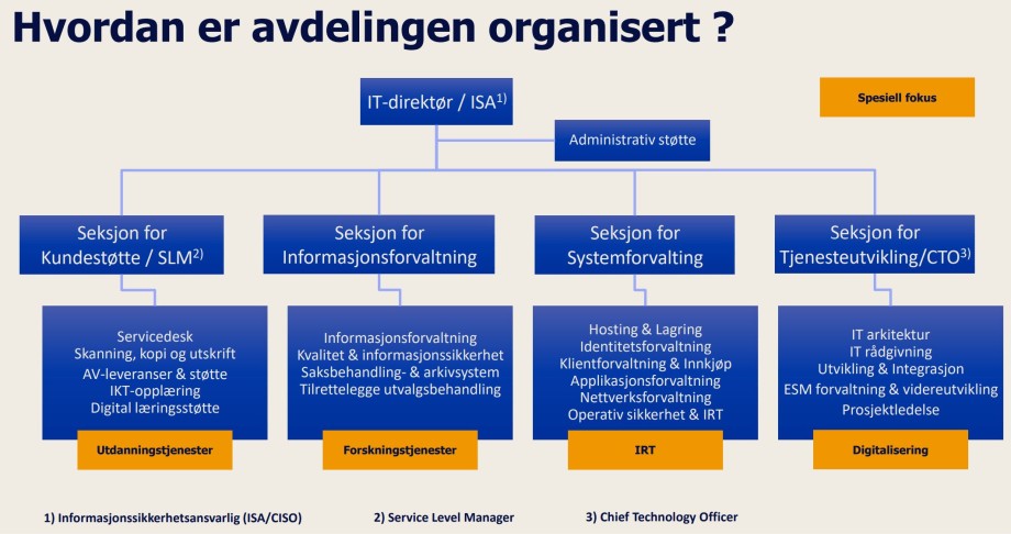 IT avdelingen sin organisasjonskart